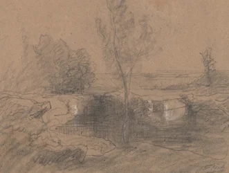 Paisagem, c.1853-65 (lápis e lavagem sobre papel)
