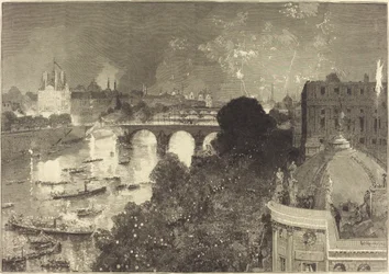 14 de julho. Iluminação do Sena desde a Pont Neuf até à Pont au Change