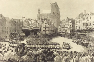 O funeral do Almirante Courbet, 1885.