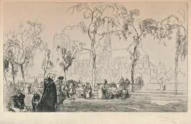 Notre Dame vista do Quai Montebello, 1915