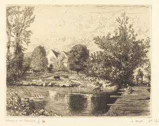 Antiga ponte pedonal, margens do pequeno Morin (Vieille passerelle, bords du petit morin)