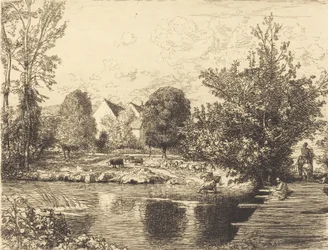 Antiga Passarela, Margens do Pequeno Morin Antiga ponte pedonal, margens do Pequeno Morin, 1915.