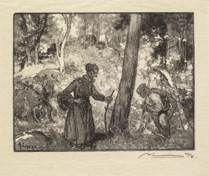 Floresta de Fontainebleau: Caçadores de cogumelos no Rocher Bernard La Forêt de Fontainebleau ..., 1890.