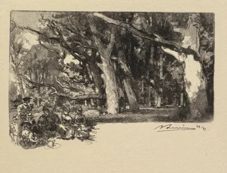 Floresta de Fontainebleau: Meio-dia sob as árvores La Forêt de Fontainebleau: Midi sous bois, 1890.