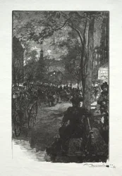 Boulevard Montmartre, à noite.
