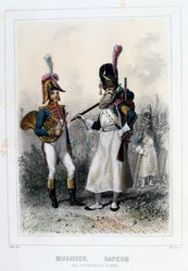 Músico e sapador dos granadeiros-à-Pied, 1859.