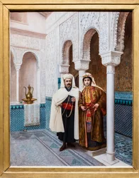 Casal de dignitários sefarditas num palácio marroquino