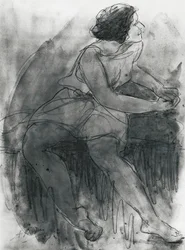 Isadora Duncan (1878-1927) (lápis e lavagem no papel)