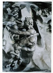 As Portas do Inferno, detalhe de Ugolino e seus Filhos, painel central esquerdo, bronze c.1887