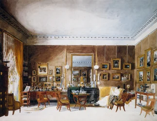 Sala da Duquesa de Berry em Tuileries, aguarela por Garnerey Auguste (1785-1824), França