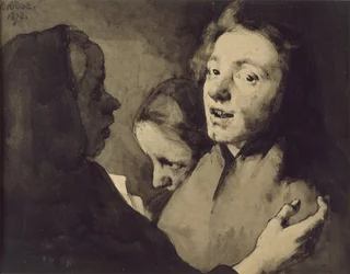 Peça de Conversação: Três Cabeças, 1872 (tinta preta sobre papel)