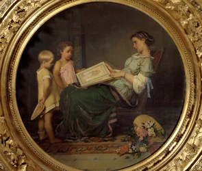 The Reading Lesson Painting by Auguste Toulmouche (1829-1890) 1854 Paris, musee d