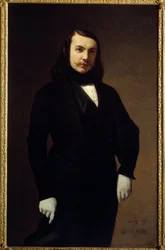 Retrato de Theophile Gautier (1811-1872) poeta romancista e crítico Pintura de Auguste de Chatillon (1813-1881) 1839 Sol. 1,3x0,84 m Paris, musee Carnavalet - Retrato de Theophile Gautier (1811-1872), poeta, romancista e crítico literário. Pintura até agos