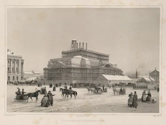 Obras de construção ca 1838 De: A construção da Catedral de Santo Isaacs, 1845