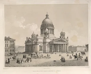 Catedral de Santo Isaacs vista da Admiralteysky Prospekt De: A construção da Catedral de Santo Isaacs, 1845