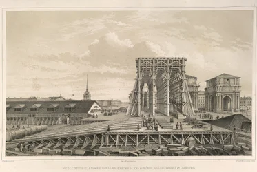 A primeira coluna da construção De: A Construção da Catedral de Santo Isaacs, 1845
