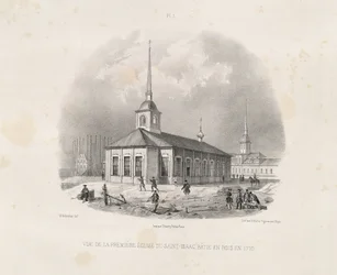 Véu da primeira primeira igreja de Santo Isaacs em 1710 De: A construção da Catedral de Santo Isaacs, 1845