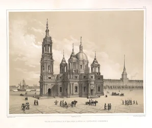 Vista da Catedral de Santo Isaacs na época de Catarina II De: A construção da Catedral de Santo Isaacs, 1845