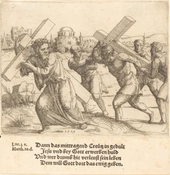 Homem carrega a cruz depois de Cristo, 1549.