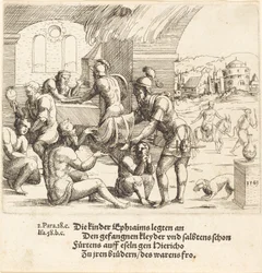 Os homens de Efraim cuidam de seus cativos e os devolvem a Jerico, 1549.