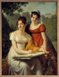 O retrato das senhoras Duval. Pintura de Jacques Augustin Catherine (Jacques-Augustin-Catherine) Pajou (1766-1828)