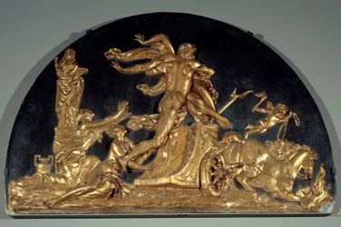 O Fogo ou Plutão Removendo Prosérpina Baixo relevo de estuque por Augustin Pajou