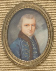 Retrato masculino com lapelas azuis