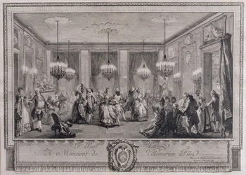 O baile de noite na Casa de Monsieur de Villemorien Fila, gravado por L. Provost (ver também 55452)