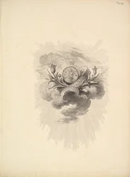 Vinheta com uma medalha representando Harpocrate e Lotus Flowers, Volume I, Página 12, de D ..., 1778-80.