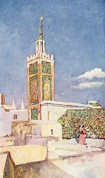 Minarete da Grande Mesquita de Tânger (litografia a cores)