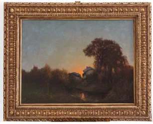 Paisagem ao pôr-do-sol (óleo sobre tela)