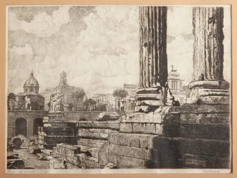 Roma, O Fórum de Augusto (gravura em papel)