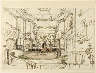 Estudo para o Tribunal de Fundamentos Comuns, Westminster Hall, de Microcosmos de Londres