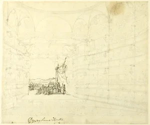Estudo para o Teatro Drurylane, de Microcosmo de Londres