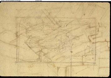 Estudo para Sala de Exposições, Somerset House, da Microcosm of London (reto); Esboço de uma pintura: Madonna e criança (verso)