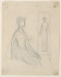Estudos para a placa de bronze Violet Sargent no Art Institute of Chicago