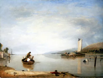 Cena de pesca perto do Castelo de Cowes (Inglaterra). Óleo sobre tela de Sir Augustus Wall Callcott (1779-1844).