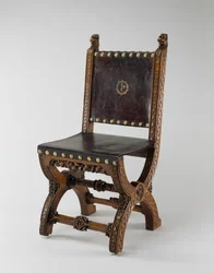Cadeira X-Frame, feita por John Webb, c.1847 (carvalho, couro e latão)