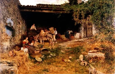 Estaleiro da Fazenda Italiana (óleo sobre painel)