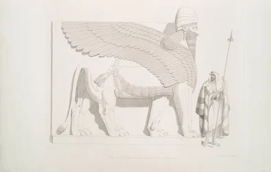 Um leão alado de cabeça humana de Nimroud [Calá], 1849