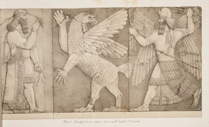 Basreliefs em uma entrada para um pequeno templo (Nimroud), de Monumentos de Nínive, bar. 1849