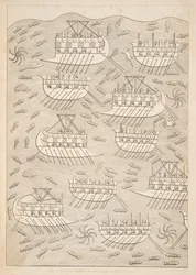 Inimigos dos assírios se refugiam em navios (Kouyunlik), de Monumentos de Nínive, pub. 1849