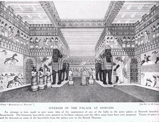 Interior, de, a, palácio, de, nineveh, ilustração, de, &39;Hutchinson&39;s, história, de, a, Nations&39;