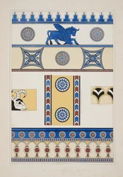 Ornamentos pintados de Nimroud, de Monumentos de Nínive, pub. 1849