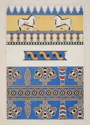 Ornamentos pintados de Nimroud, de Monumentos de Nínive, pub. 1849