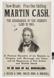 Agora pronto. Xelim do preço um. Martin Cash, o Bushranger da Terra de Van Diemen em 1843, 1870