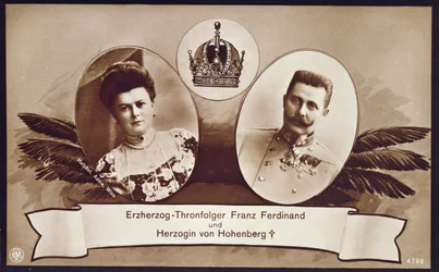 Arquiduque Franz Ferdinand da Áustria, herdeiro do trono austríaco e sua esposa, duquesa de Hohenberg, 1914