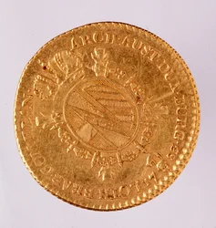 Dubloon dourado austríaco (doublon) do imperador José II (1740-1790) 1783 Nápoles, museo archeologico