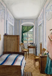 Pequeno quarto em estilo Biedermeier, aguarela, Áustria