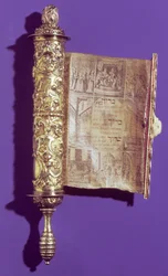 Megillah (Pergaminho de Ester) em um estojo prateado, Viena, c.1715